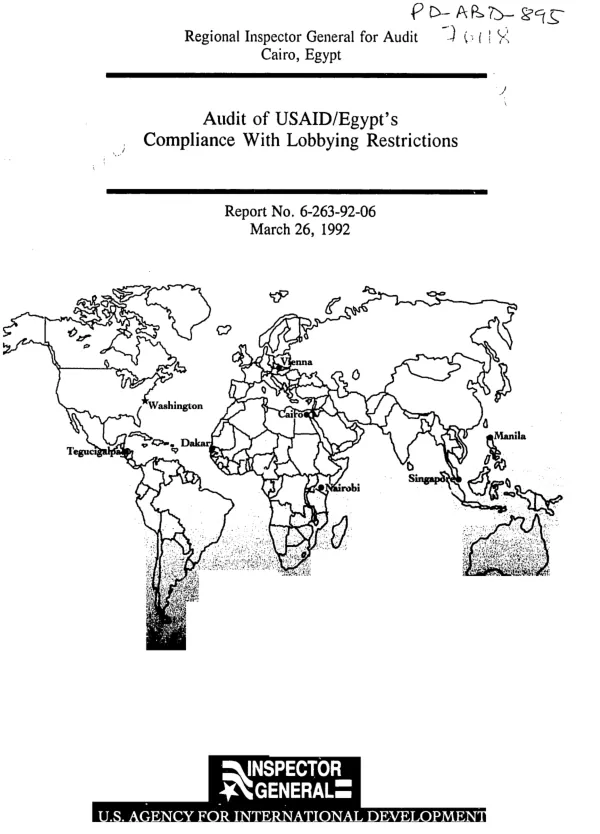 Audit of USAID/Egypt"s compliance with lobbying restrictions