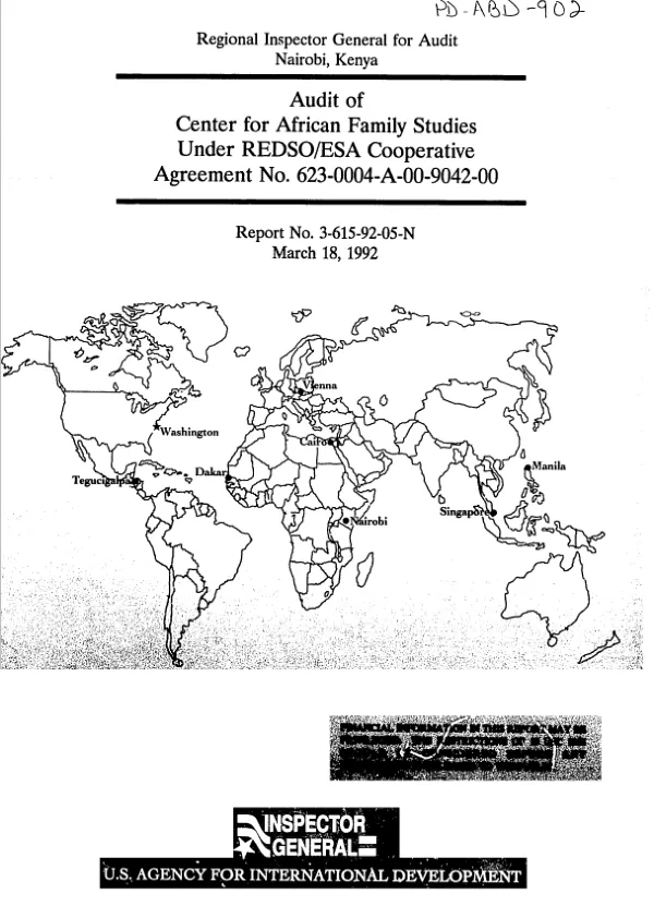 Audit of Center for African Family Studies under REDSO/ESA cooperative agreement no. 623-0004-A-00-9042-00