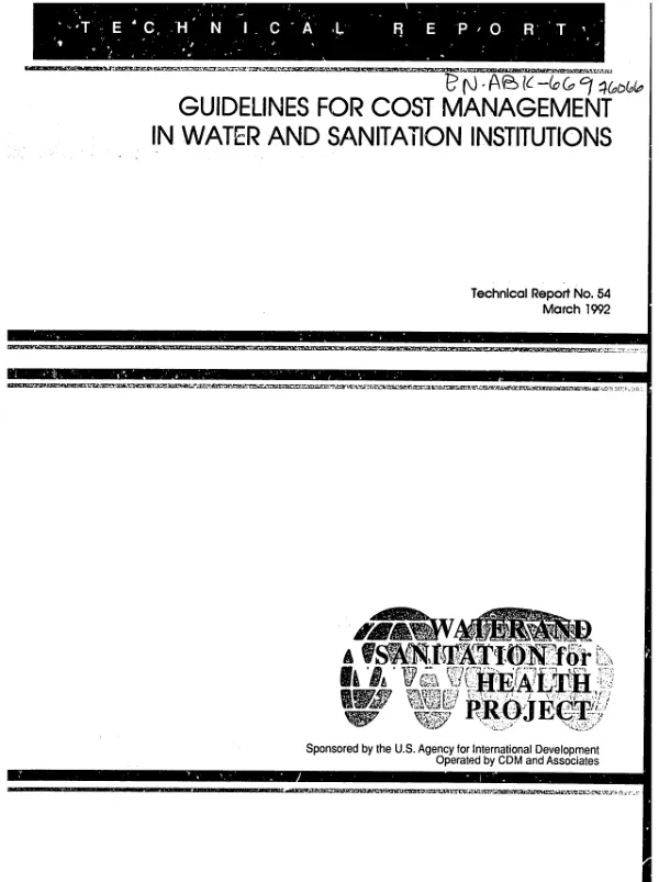 Guidelines for cost management in water and sanitation institutions