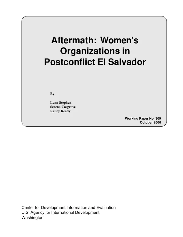 Aftermath : women"s organizations in postconflict El Salvador