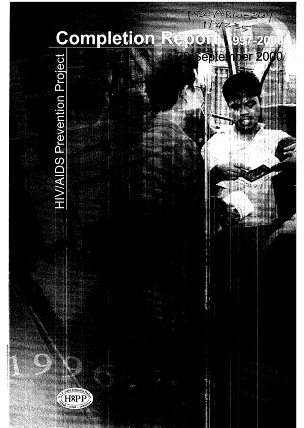 Completion report 1997-2000 : HIV/AIDS prevention project (HAPP)