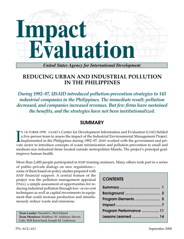 Reducing urban and industrial pollution in the Philippines