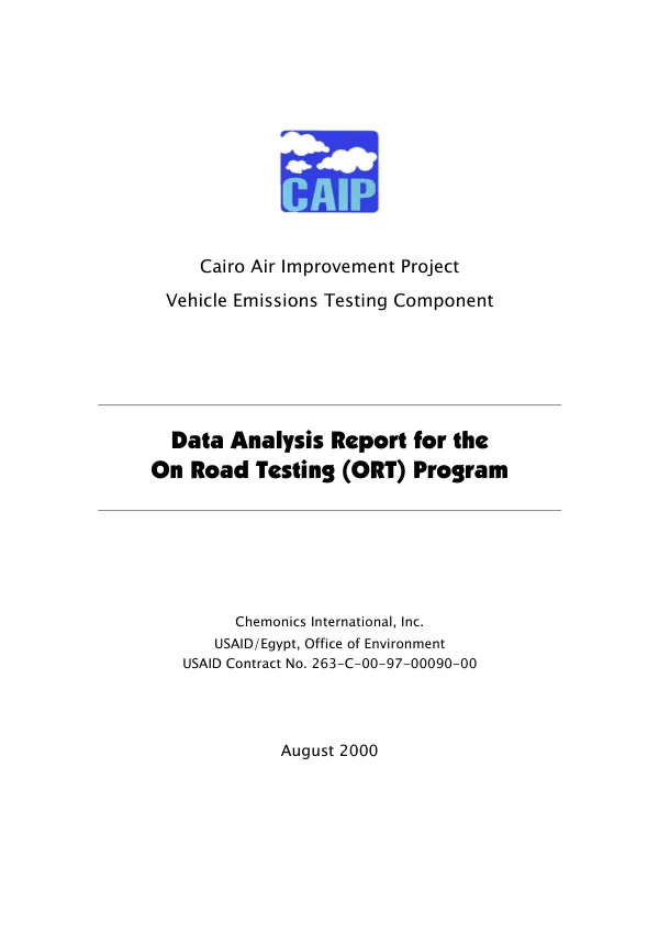 Data analysis report for the on road testing (ORT) program