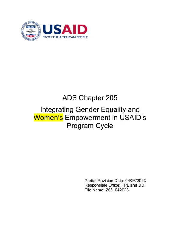 ADS 205 - Integrating Gender and Equality