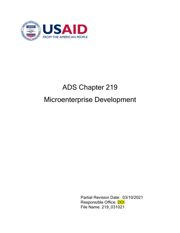 ADS 219 - Microenterprise Development