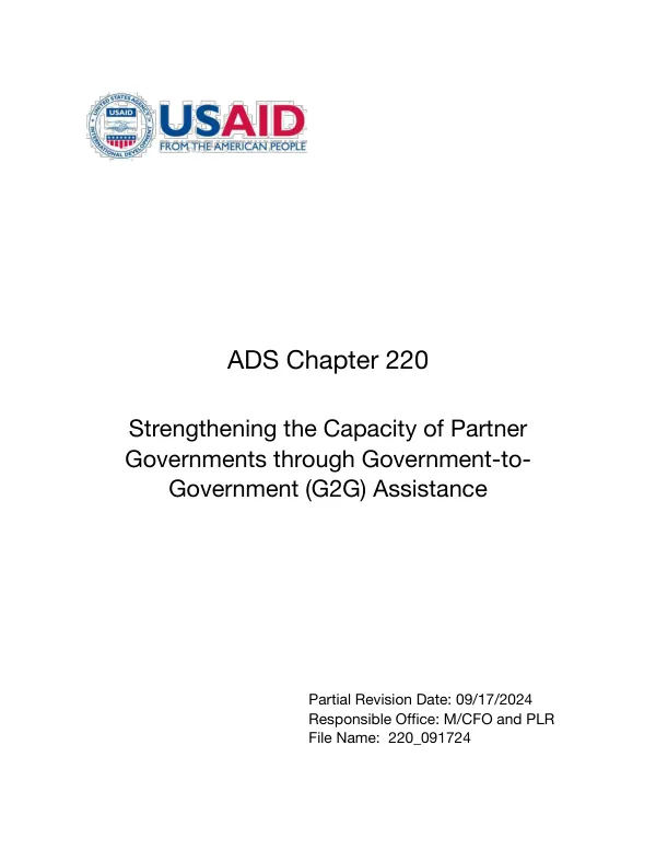 ADS 220 - Strengthening Capacity of Partner Government