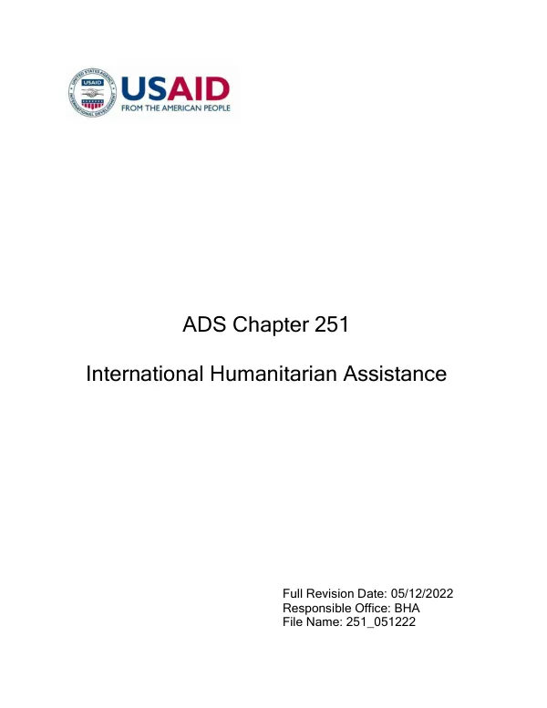 ADS 251 - Humanitarian Assistance