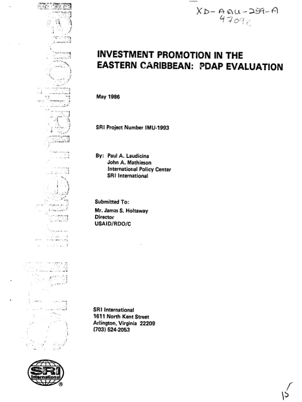 Investment promotion in the Eastern Caribbean : PDAP evaluation