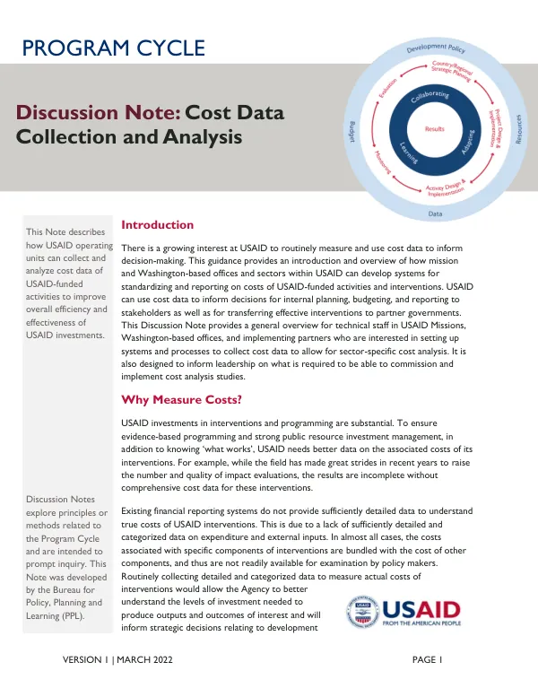 Cost data collection