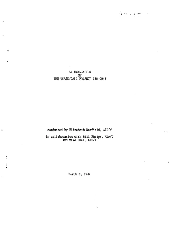 Evaluation of the USAID/CAIC project 538-0043