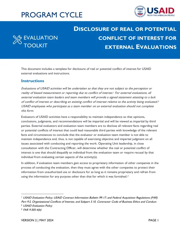 Disclosures in Evaluations