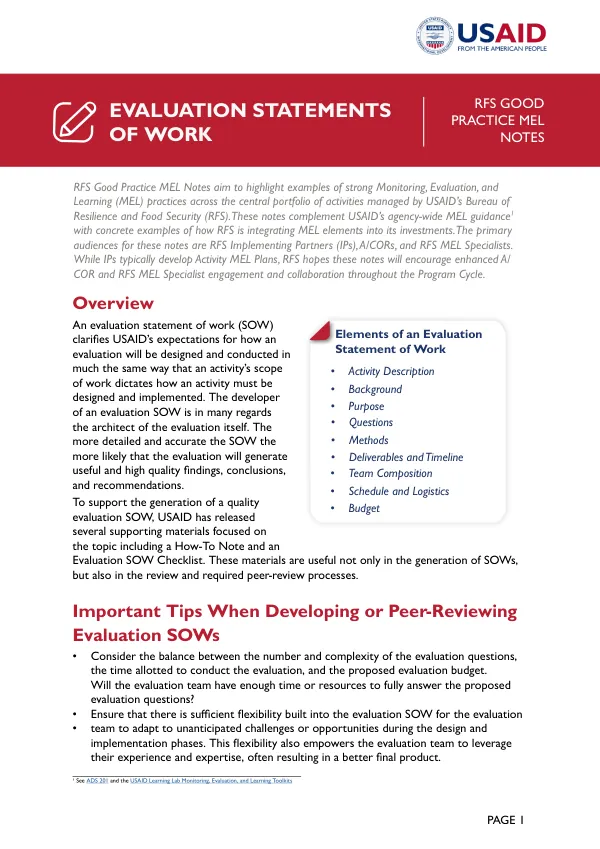 Evaluation Statements of Work