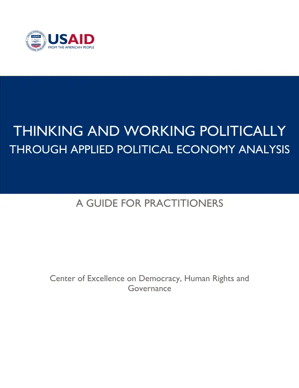 Thinking And Working Politically Through Applied Political Economy Analysis