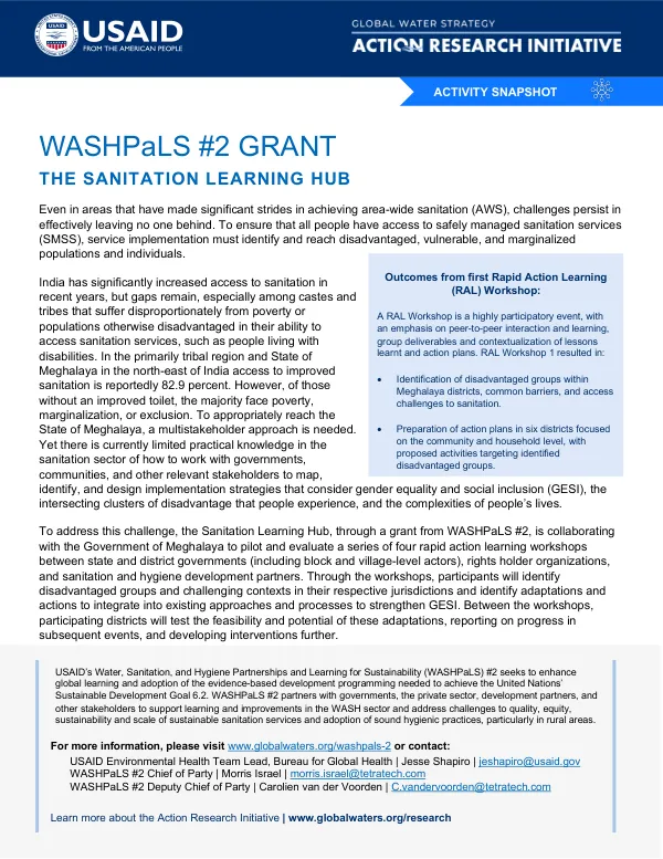 WASHPaLS #2 Grant: The Sanitation Learning Hub