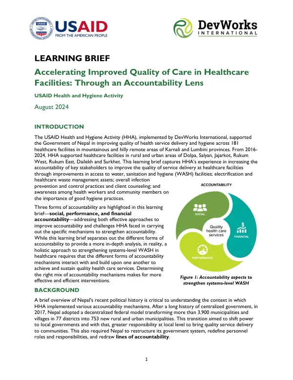 Accelerating Improved Quality of Care in Healthcare Facilities: Through an Accountability Lens