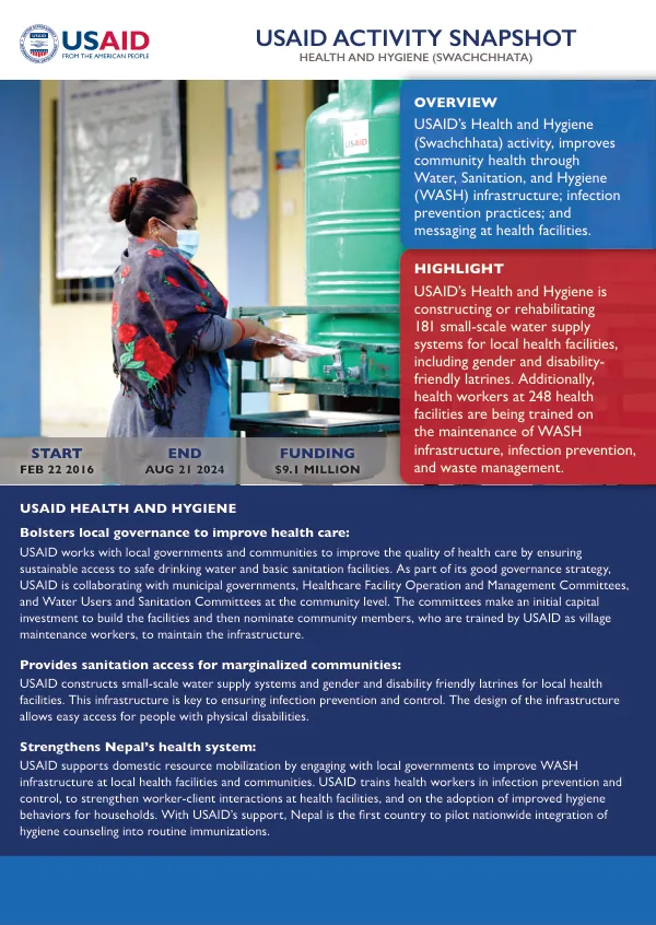 USAID Activity Snapshot Health and Hygiene (Swachchhata)