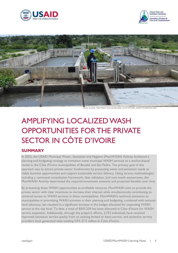 Amplifying Localized WASH Opportunities for the Private Sector in Côte D’ivoire