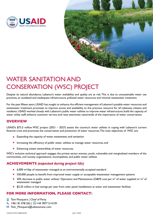 Water, Sanitation, and Conservation (WSC) Project Fact Sheet