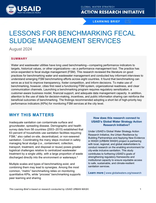 Lessons for Benchmarking Fecal Sludge Management Services