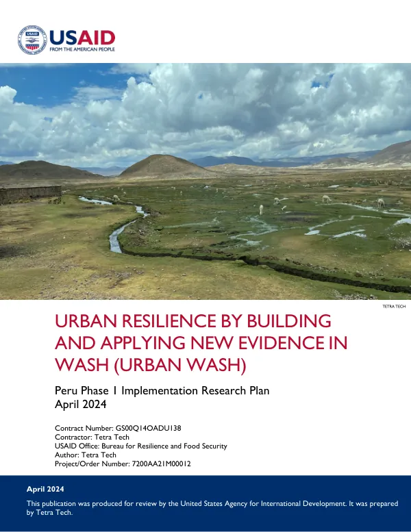 Improving Source Water Protection: Peru Implementation Research Plan