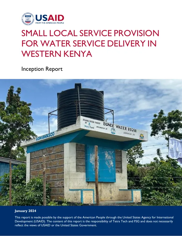 Small Local Service Provision for Water Service Delivery in Western Kenya: Inception Report