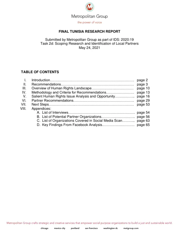 Tunisia Final Research Report