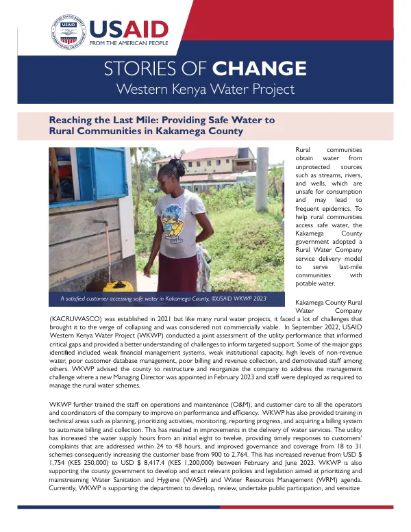 Stories of Change: Experiences from the USAID Western Kenya Water Project