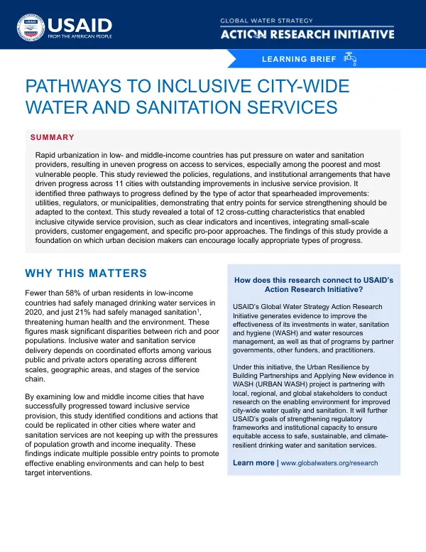 Pathways to Inclusive City-Wide Water and Sanitation Services