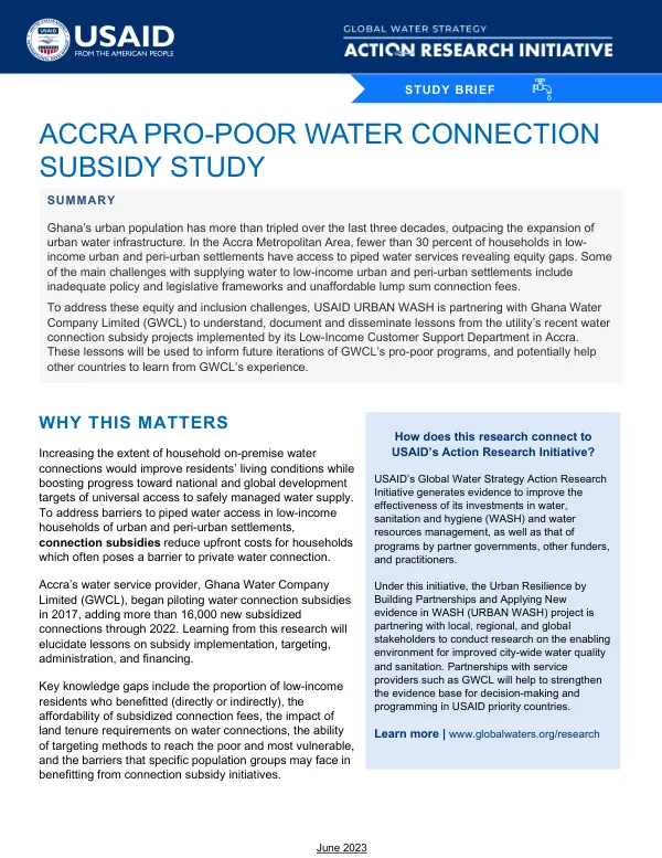 Accra Pro-Poor Water Connection Subsidy Study