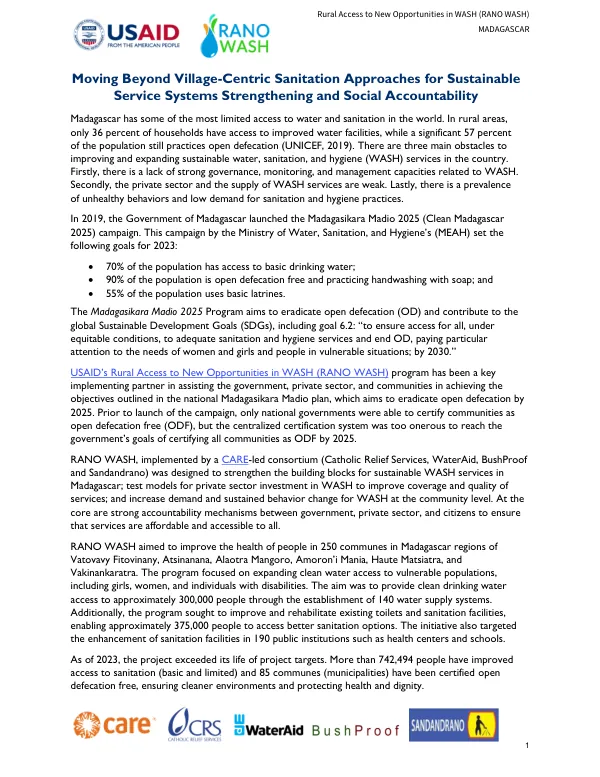 Moving Beyond Village-Centric Sanitation Approaches for Sustainable Service Systems Strengthening and Social Accountability