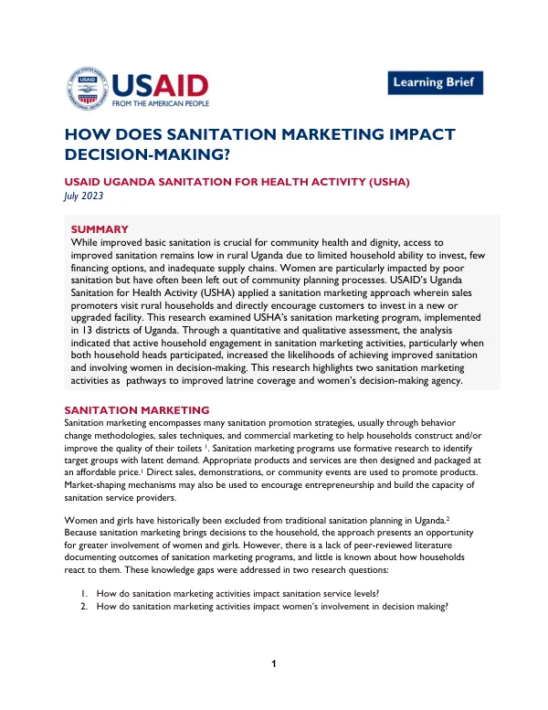How Does Sanitation Marketing Impact Decision-Making?