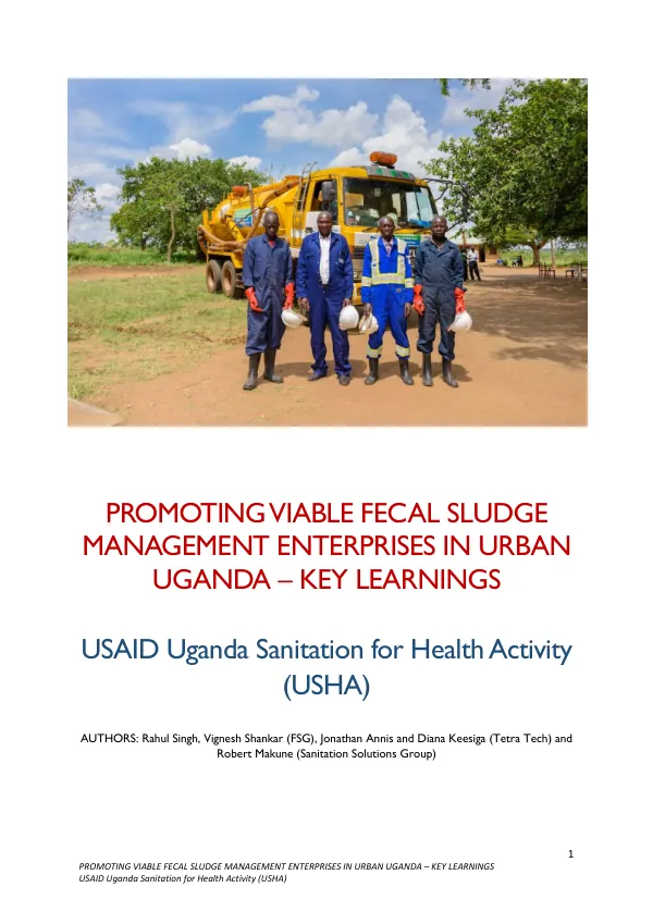 Promoting Viable Fecal Sludge Management Enterprises in Urban Uganda - Key Learnings