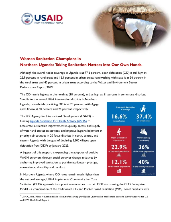 Women Sanitation Champions in Northern Uganda: Taking Sanitation Matters into Our Own Hands