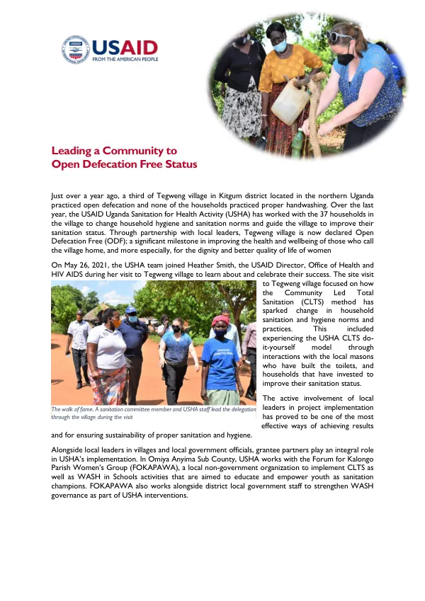 Leading a Community to Open Defecation Free Status