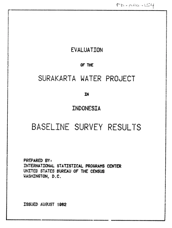 Evaluation of the Surakarta water project in Indonesia : baseline survey results