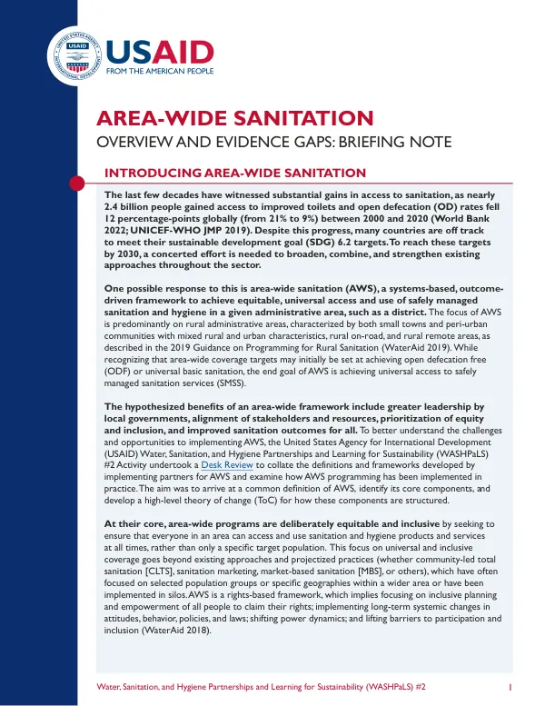Area-wide Sanitation Desk Review Briefing Note