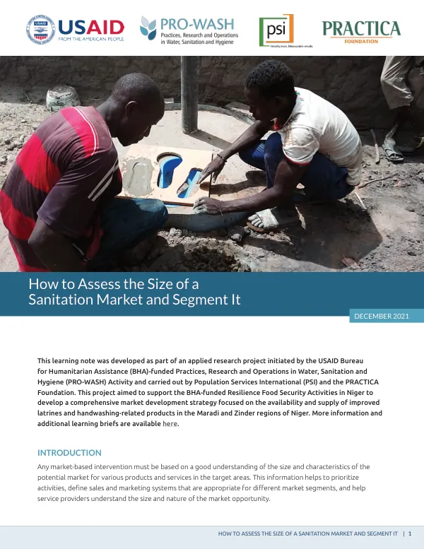 How to Assess the Size of a Sanitation Market and Segment It