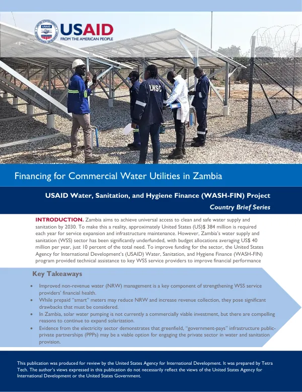 USAID's WASH-FIN Zambia Country Brief