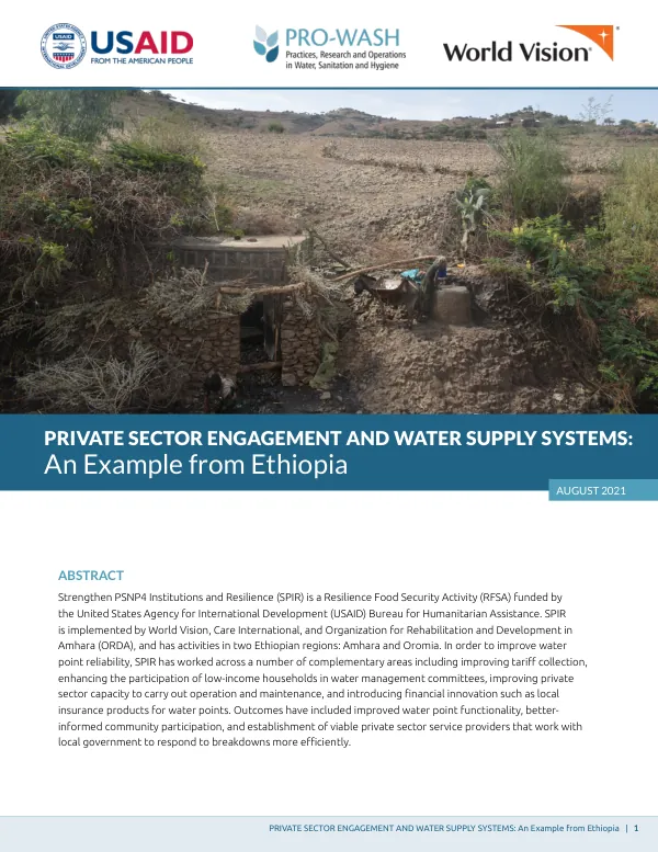 Private Sector Engagement And Water Supply Systems: An Example From Ethiopia