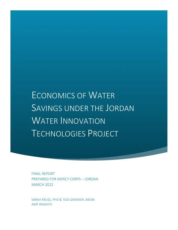 Economics of Water Savings Under the Jordan Water Innovation Technologies Project