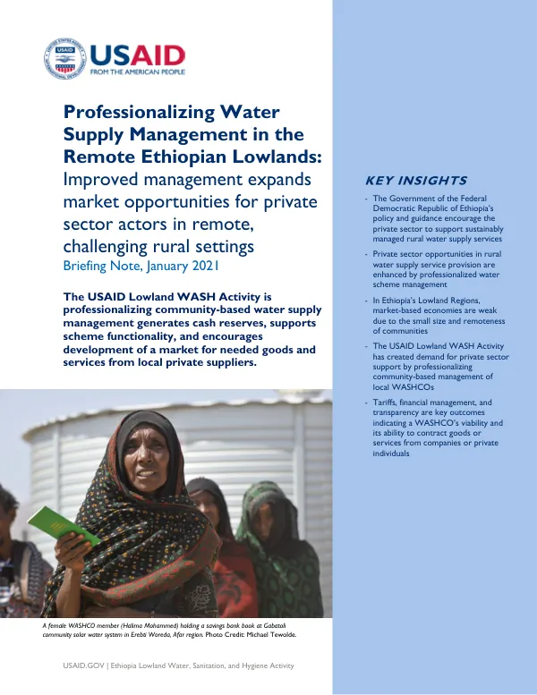 Professionalizing Water Supply Management in the Remote Ethiopian Lowlands