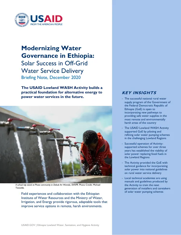 Modernizing Water Governance in Ethiopia: Solar Success in Off-Grid Water Service Delivery