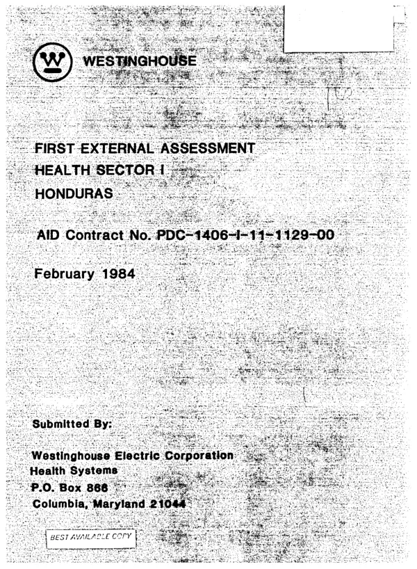 First external assessment : health sector I, Honduras