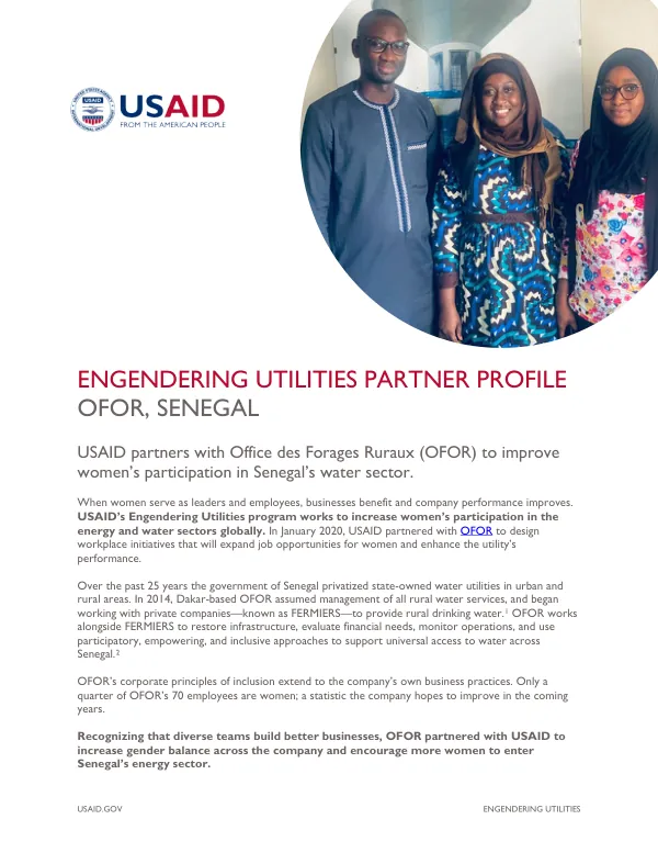 Offices des Forages Ruraux (OFOR) Senegal: Engendering Industries Partner Profile