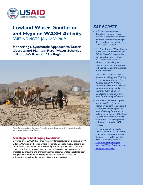 Pioneering a Systematic Approach to Better Operate and Maintain Rural Water Schemes in Ethiopia’s Remote Afar Region