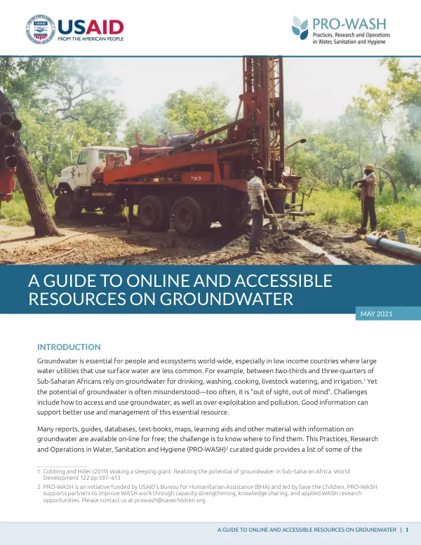 A Guide to Online and Accessible Resources on Groundwater