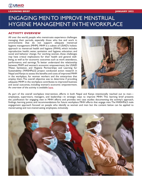 Engaging Men to Improve Menstrual Hygiene Management in the Workplace