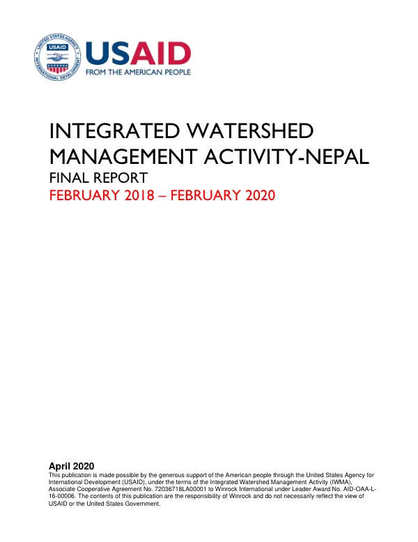 Integrated Watershed Management Activity - Nepal Final Report