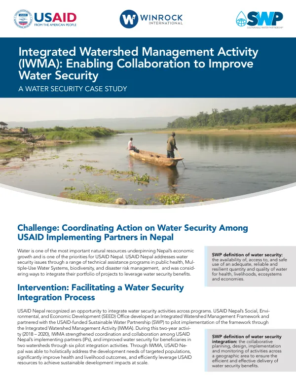 Integrated Watershed Management Activity: Enabling Collaboration to Improve Water Security