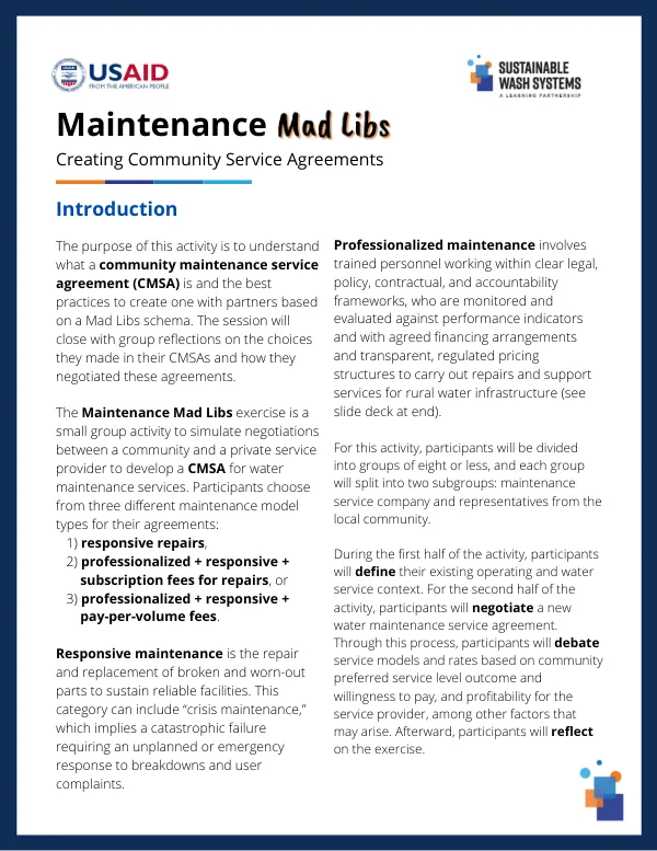 Community Maintenance Service Agreement: Mad Libs